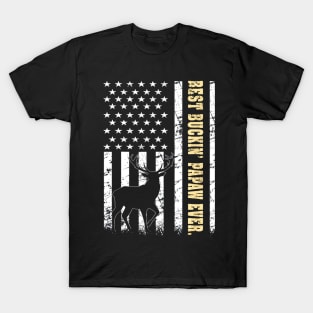 Flag Best Buckin PAPAW Ever Deer Hunting Fathers Day Gift T-Shirt